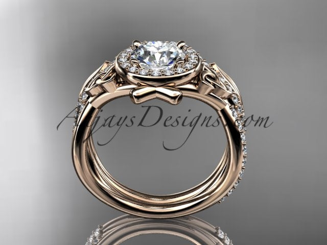 Nature inspired engagement ring with 1 carat D VS1 diamond