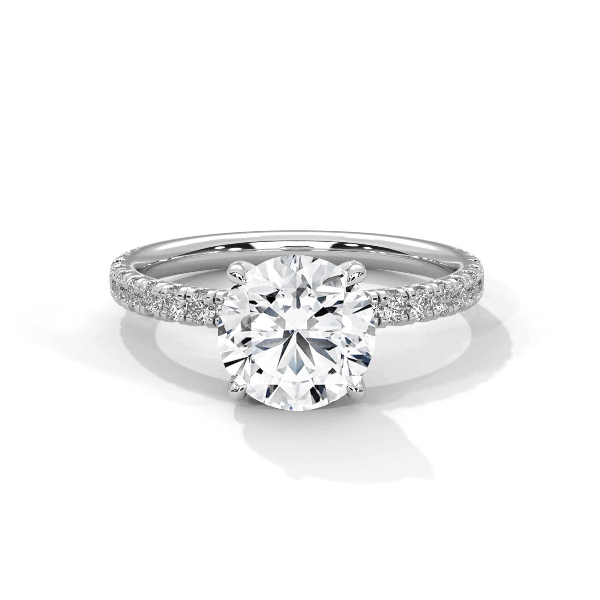 2 Carat Round Cut Lab Grown Diamond Hidden Halo Engagement Ring