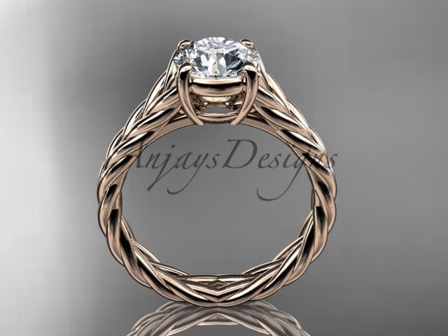 white gold rope wedding ring with lab grown diamond  for engagement