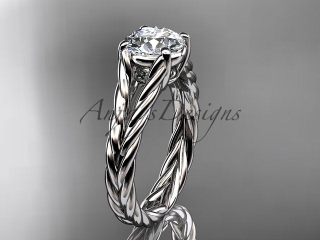 Close-up of the lab grown diamond center stone on the twisted rope ring