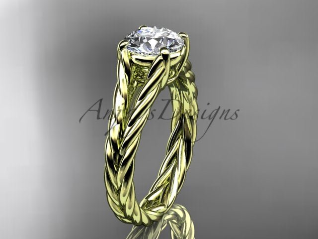 14K white gold twisted rope wedding ring with 1.5 ct lab grown diamond