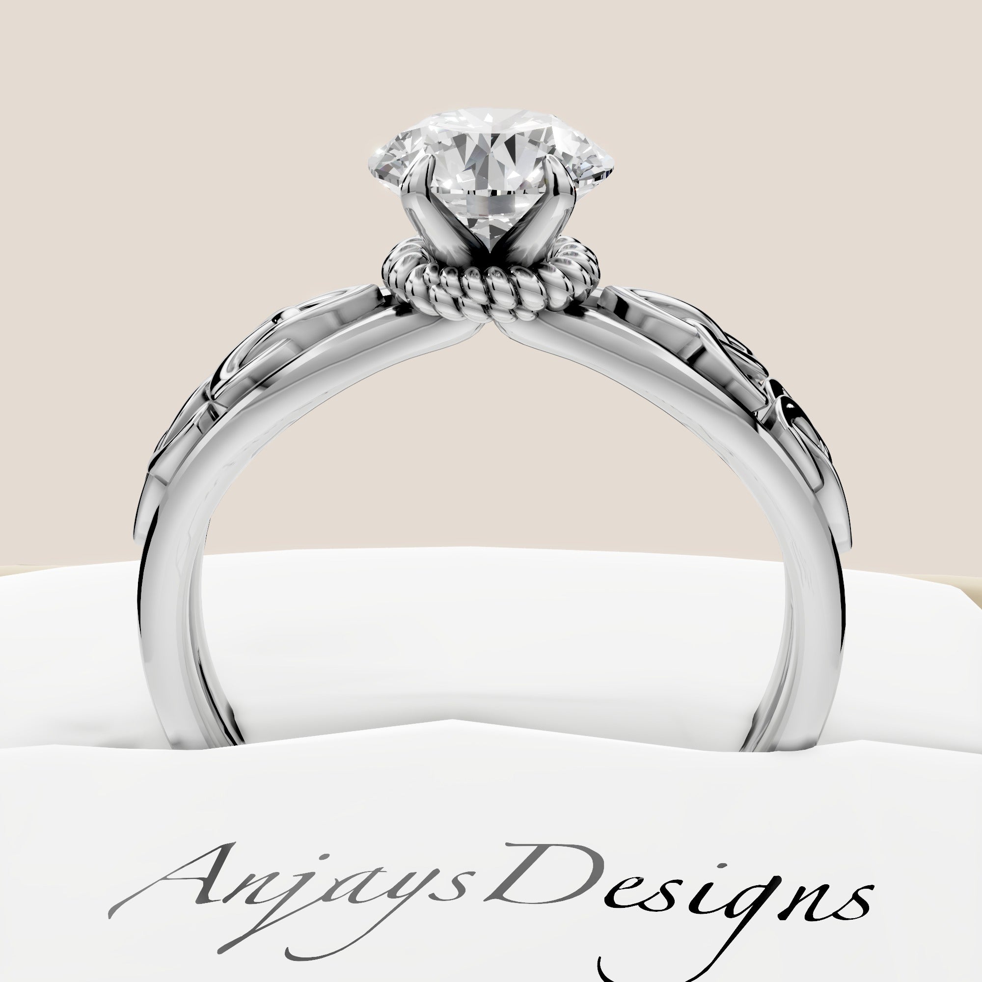 Celtic Diamond Engagement Ring 1 Carat Round Lab Grown Diamond