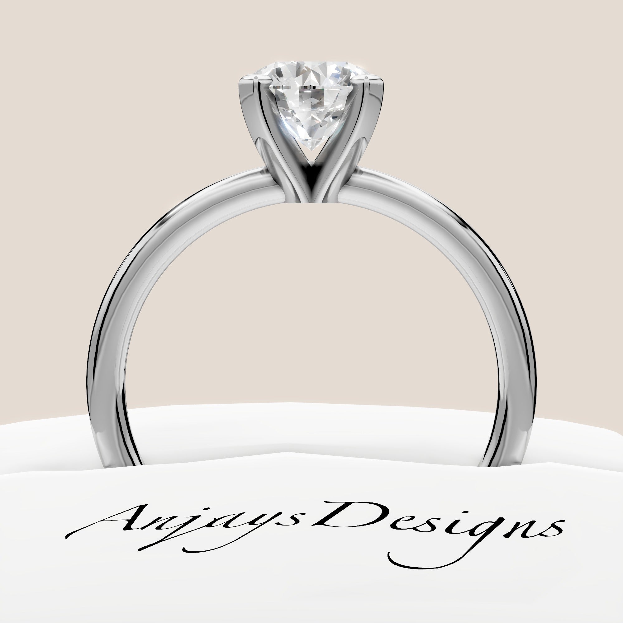 1 Carat Round Lab Grown Diamond Ring Minimalist Solitaire 4 Prongs Dainty Ring Round Diamond Engagement Ring