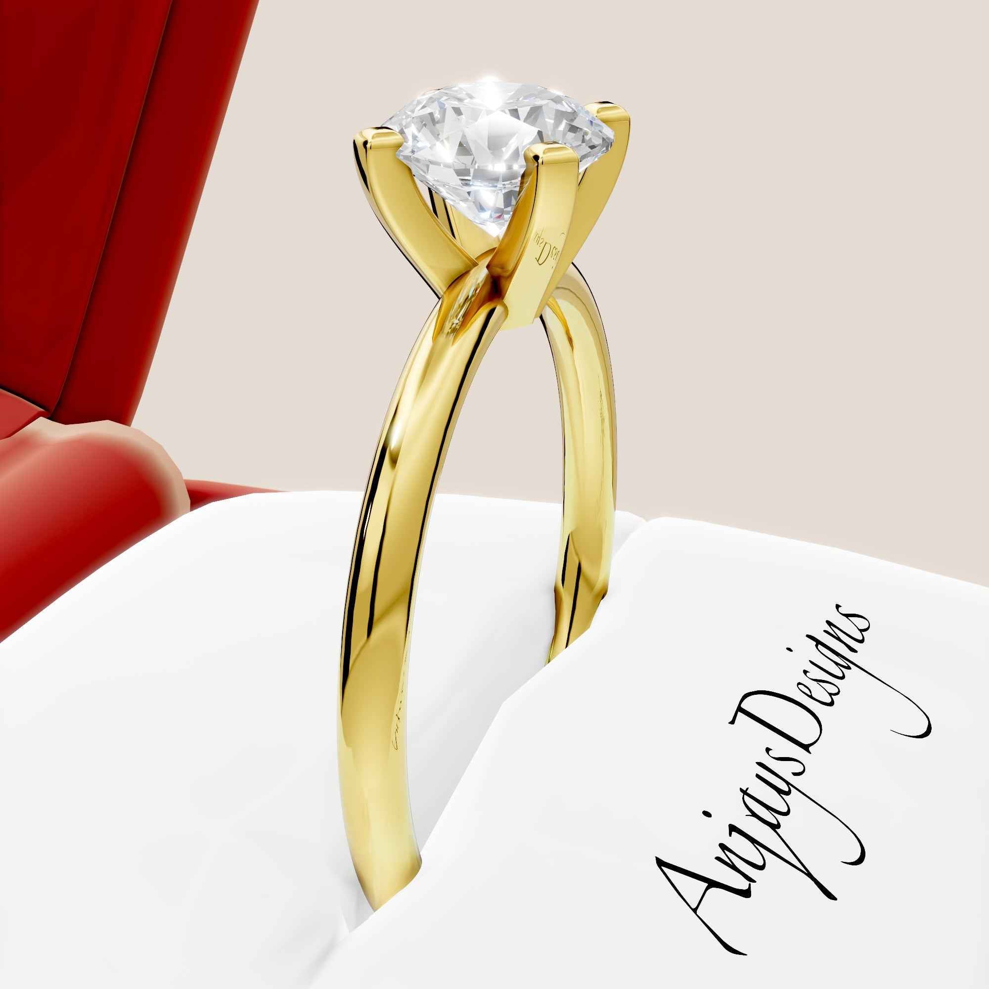 1 Carat Round Lab Grown Diamond Ring Minimalist Solitaire 4 Prongs Dainty Ring Round Diamond Engagement Ring