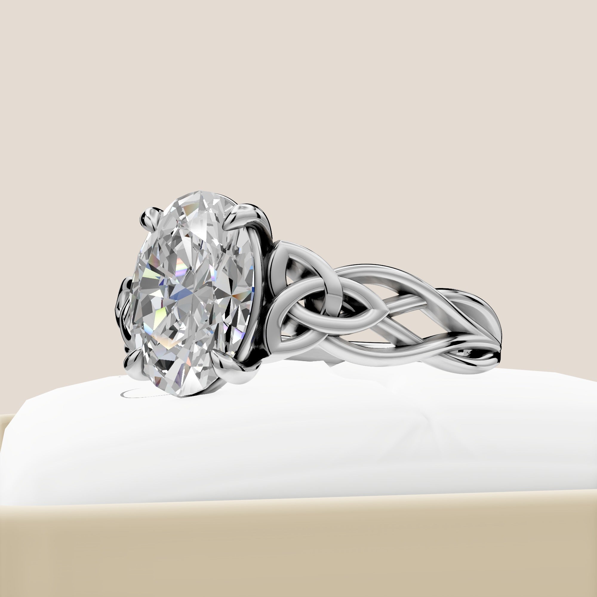 Celtic Engagement Ring Celtic Design 2 Carat Oval Lab Grown Diamond Twisted Irish Wedding Ring