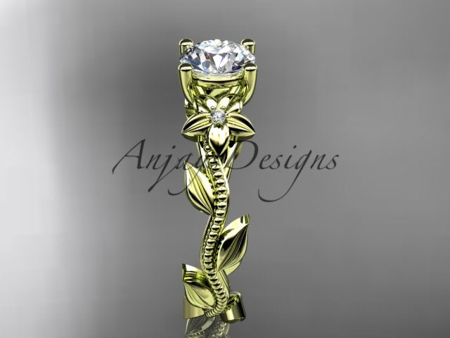 1 Carat Round Diamond Flower Engagement Ring Lab Grown Diamond Floral Ring IGI Certified Nature Inspired Ring