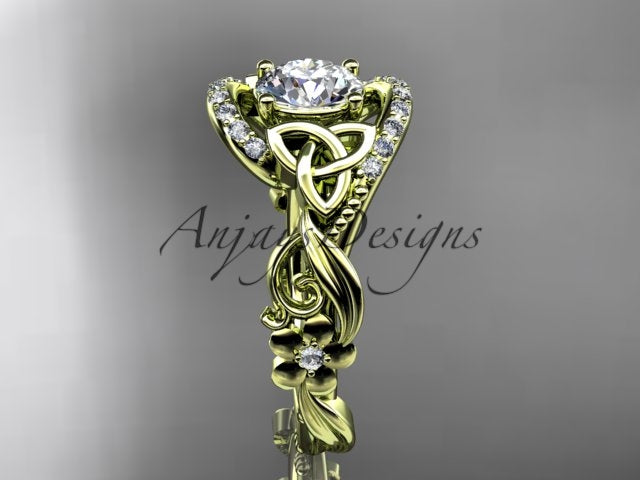 1 Carat Diamond Celtic Engagement Ring Trinity Knot Wedding Ring Nature Inspired IGI Certified