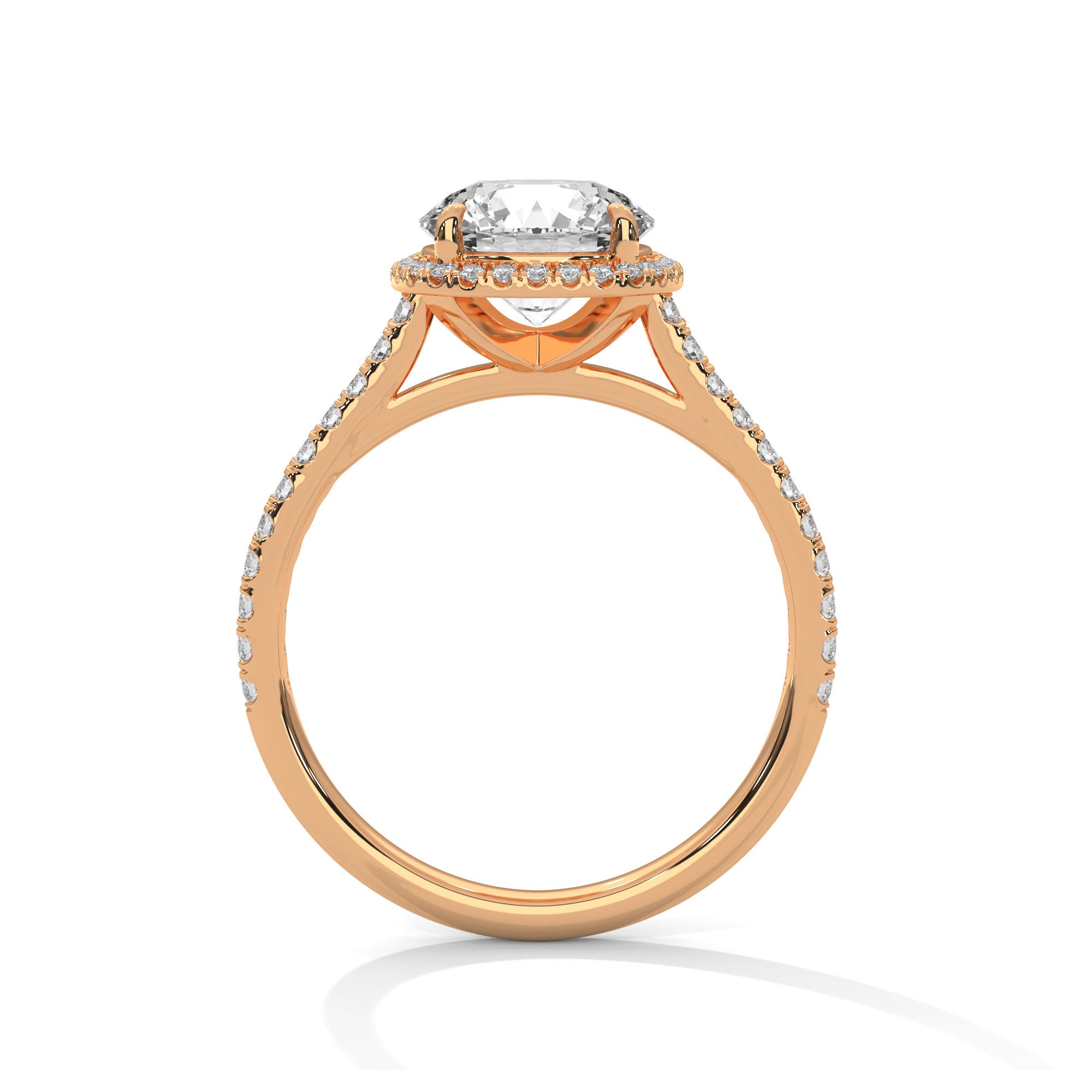 2 Carat Round Cut Lab Grown Diamond Halo Engagement Ring 4 Prong Eagle Claw Ring