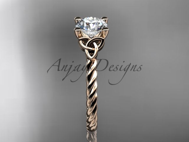 Celtic Engagement Ring Twisted Rope Ring 1 Carat Lab Grown Diamond Solitaire Braided Wedding Dainty Ring