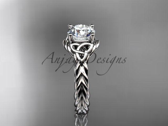 1 Carat Round Lab Grown Diamond Celtic Engagement Ring Rope Triquetra Braided Wedding Ring - 14k white gold