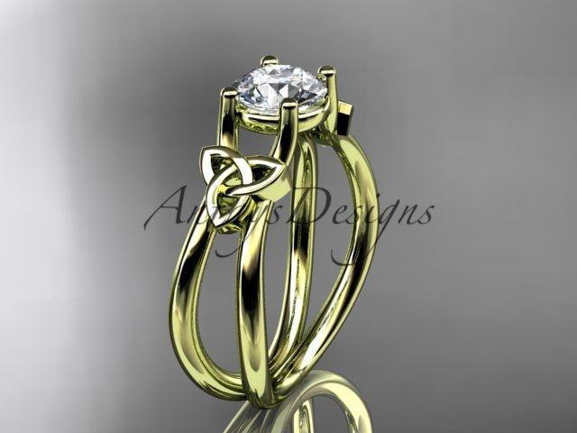 Celtic Diamond Engagement Ring 1 Carat Round Cut D VS1 Engagement Ring Minimalist Ring