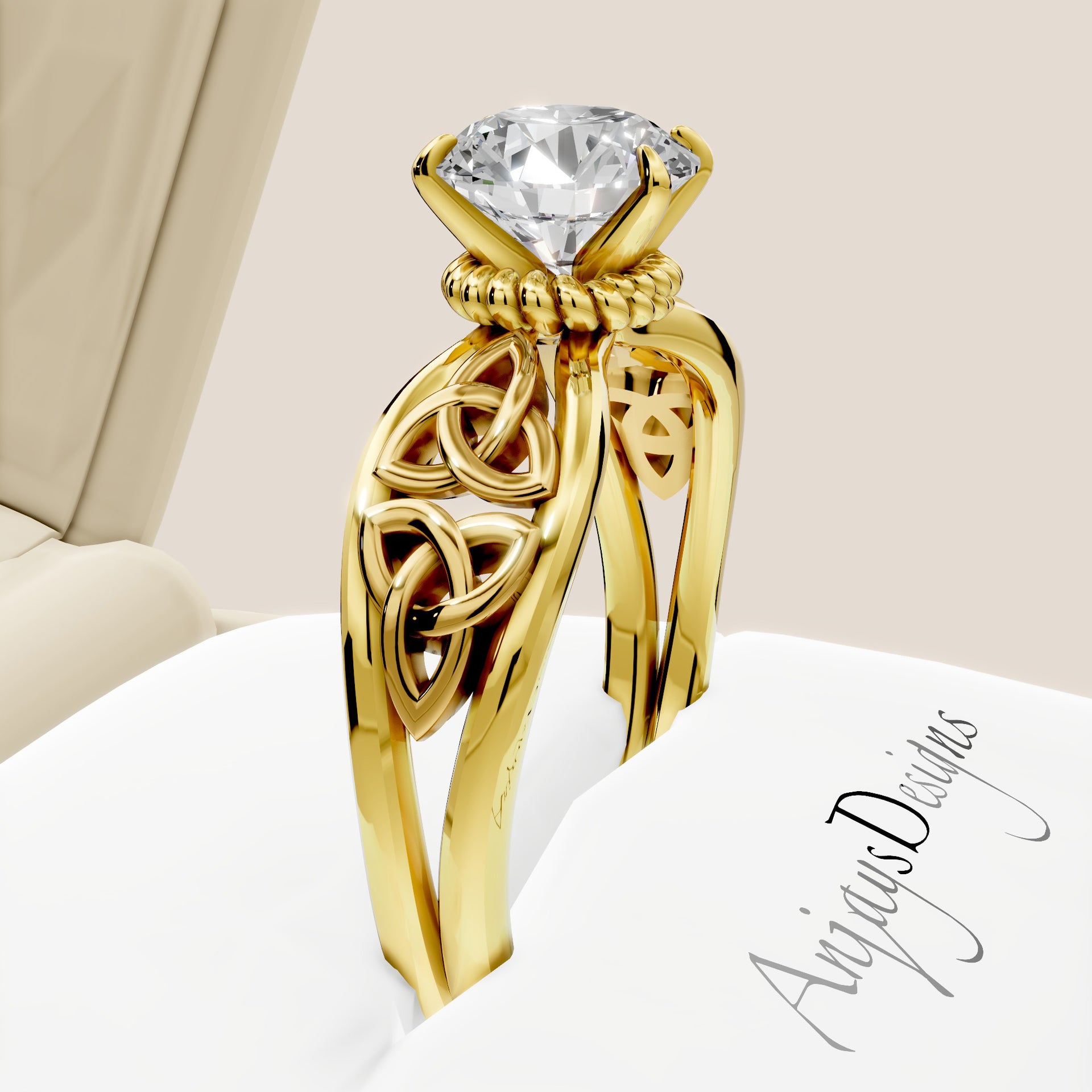 Celtic Diamond Engagement Ring 1 Carat Round Lab Grown Diamond