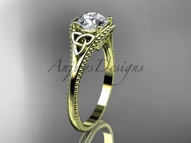 Celtic Diamond Engagement Ring 1 Carat Round Lab Grown Diamond Trinity Knot Ring Unique Solitaire Ring