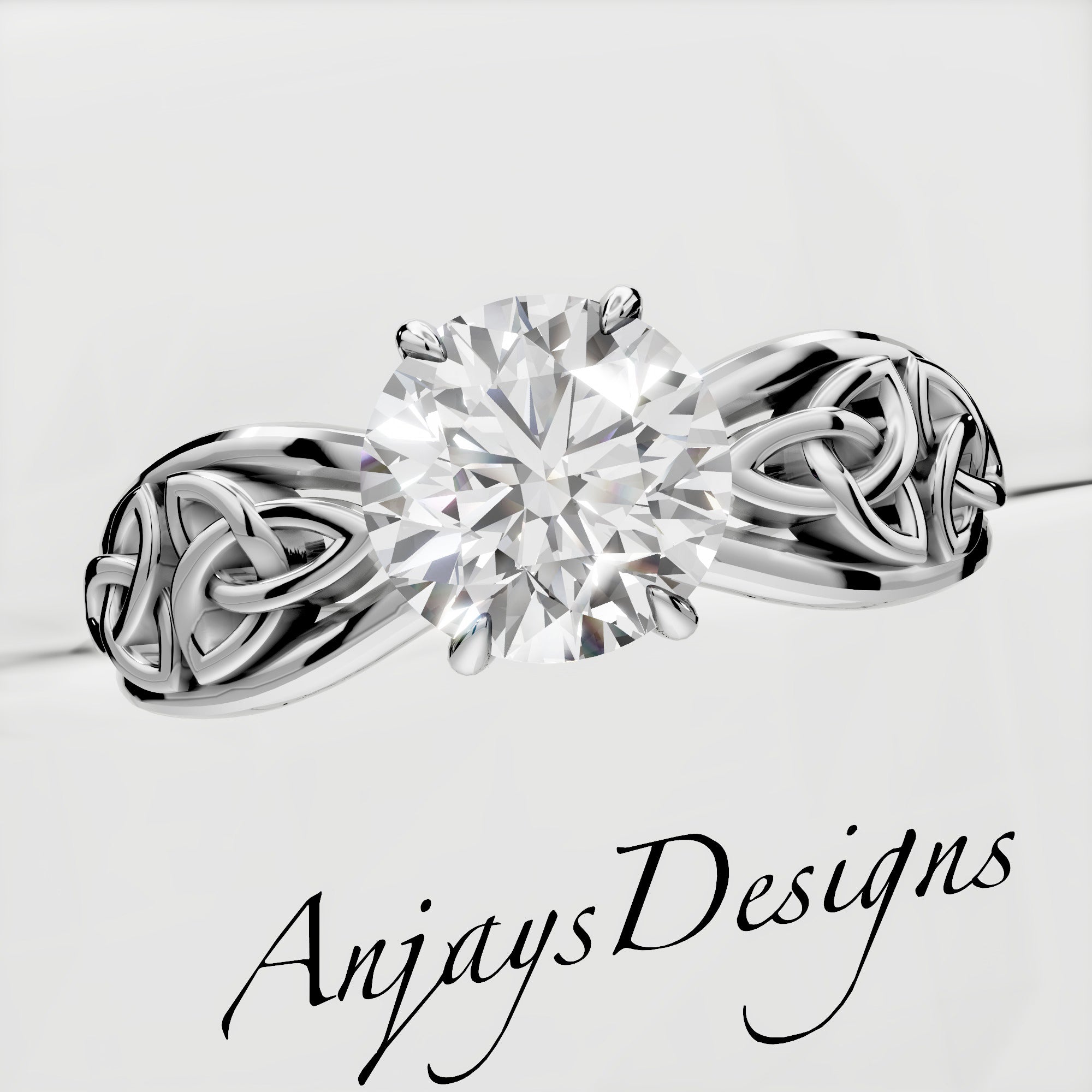 Celtic Diamond Engagement Ring 1 Carat Round Lab Grown Diamond