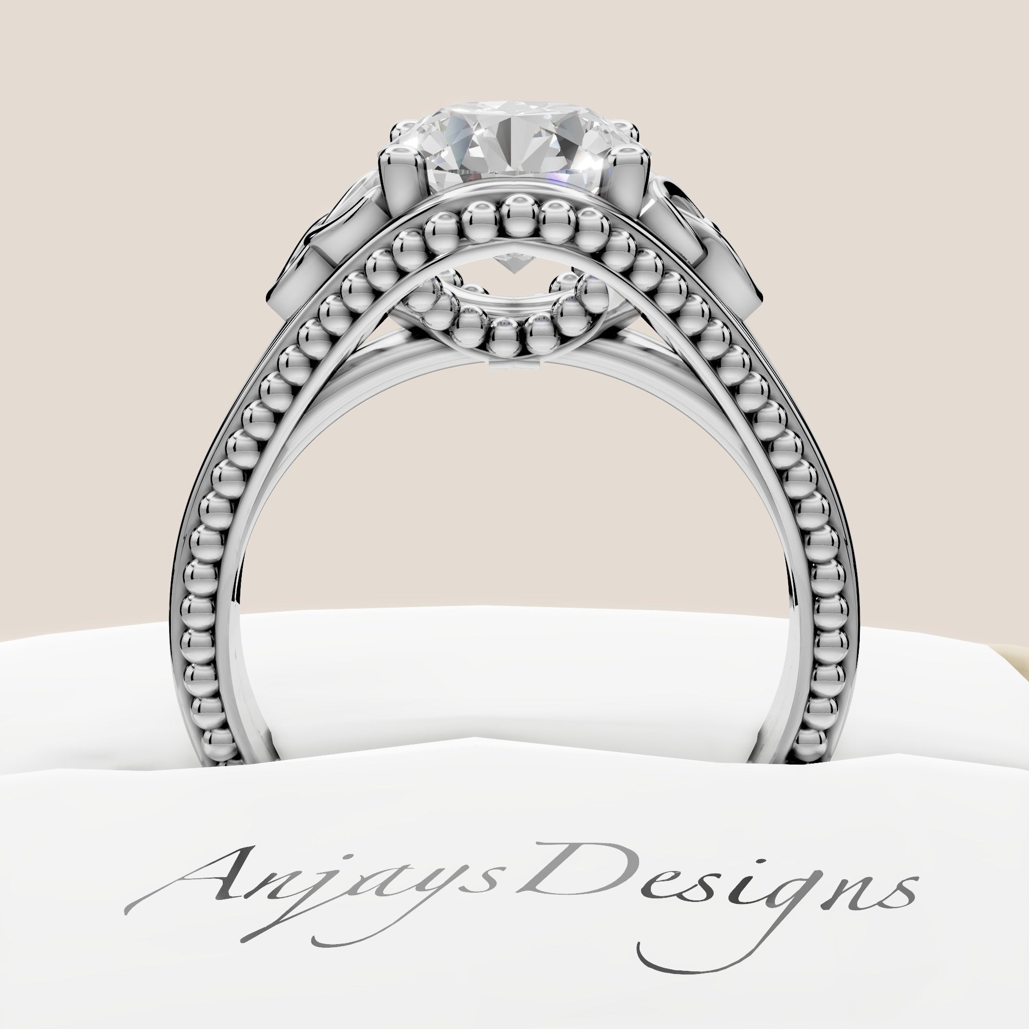 Celtic Diamond Engagement Ring Solitaire Wedding Ring 2 Carat Round Lab Grown Diamond