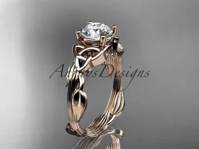 Celtic Diamond Solitaire Wedding Ring 1 CT Lab Grown Diamond Celtic Knot Nature Inspired Engagement Ring
