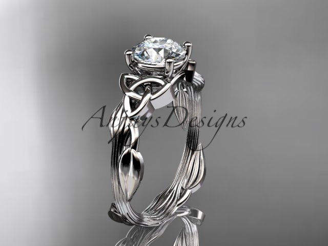Celtic Diamond Solitaire Wedding Ring 1 CT Lab Grown Diamond Celtic Knot Nature Inspired Engagement Ring