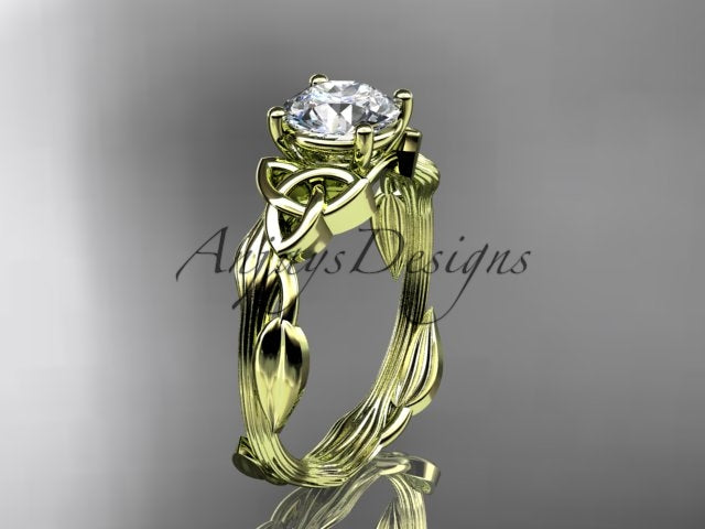 Celtic Diamond Solitaire Wedding Ring 1 CT Lab Grown Diamond Celtic Knot Nature Inspired Engagement Ring