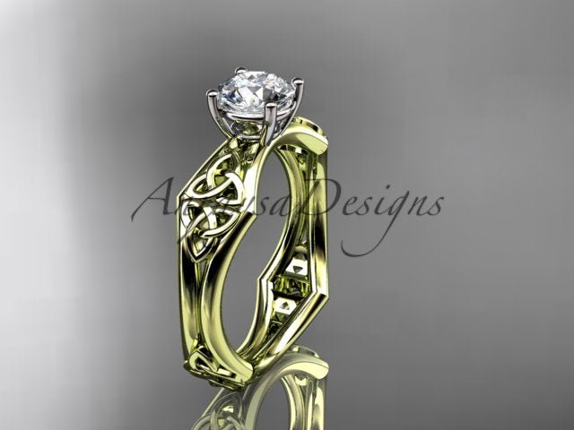 Celtic Engagement Ring 1 Carat Round Brilliant Lab Grown Diamond Trinity Knot Wedding Ring Triquetra Diamond Ring