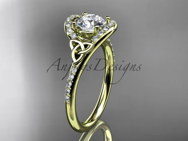 Celtic Engagement Ring 1 Carat Round Lab Grown Diamond Ring Trinity Knot Thin Engagement Ring Dainty Ring