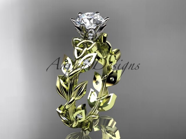 Celtic Engagement Ring Nature Inspired 1 Carat Lab Grown Diamond Trinity Knot Wedding Ring IGI Certified