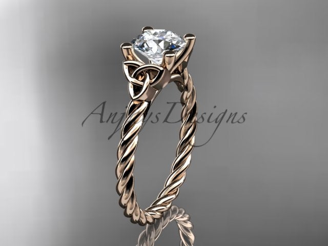Celtic Engagement Ring Twisted Rope Ring 1 Carat Lab Grown Diamond Solitaire Braided Wedding Dainty Ring