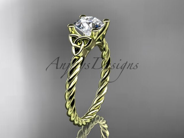 Celtic Engagement Ring Twisted Rope Ring 1 Carat Lab Grown Diamond Solitaire Braided Wedding