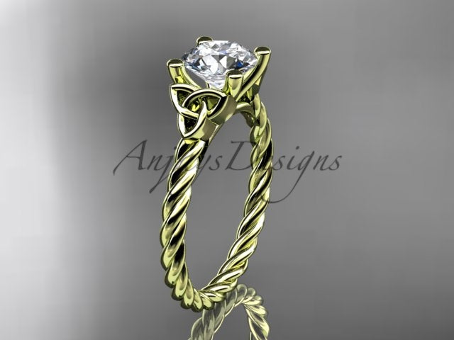 Celtic Engagement Ring Twisted Rope Ring 1 Carat Lab Grown Diamond Solitaire Braided Wedding Dainty Ring