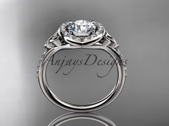 1 Carat Diamond Celtic Engagement Ring Lab Grown Diamond Halo Ring Trinity Knot Eternal Love Ring