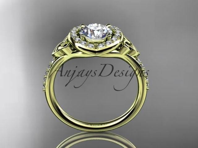 1 Carat Diamond Celtic Engagement Ring Lab Grown Diamond Halo Ring Trinity Knot Eternal Love Ring