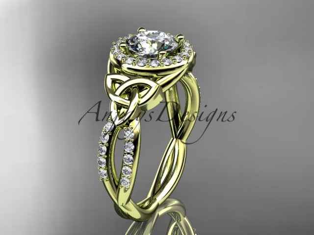 Celtic Halo Engagement Ring 1 Carat Round D VS1 Clarity IGI Certified Lab Grown Diamond Trinity Knot Wedding Ring