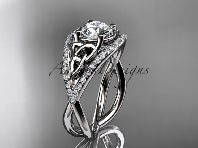 Celtic Knot Engagement Ring 1 Carat Lab Grown Round Diamond Unique Irish Diamond Wedding Ring