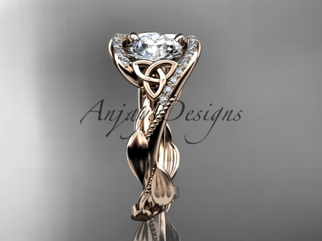 1 CT Round Cut Lab Grown Diamond Celtic Ring VS1 D CVD Nature Inspired Ring Unique IGI Certified Proposal Ring