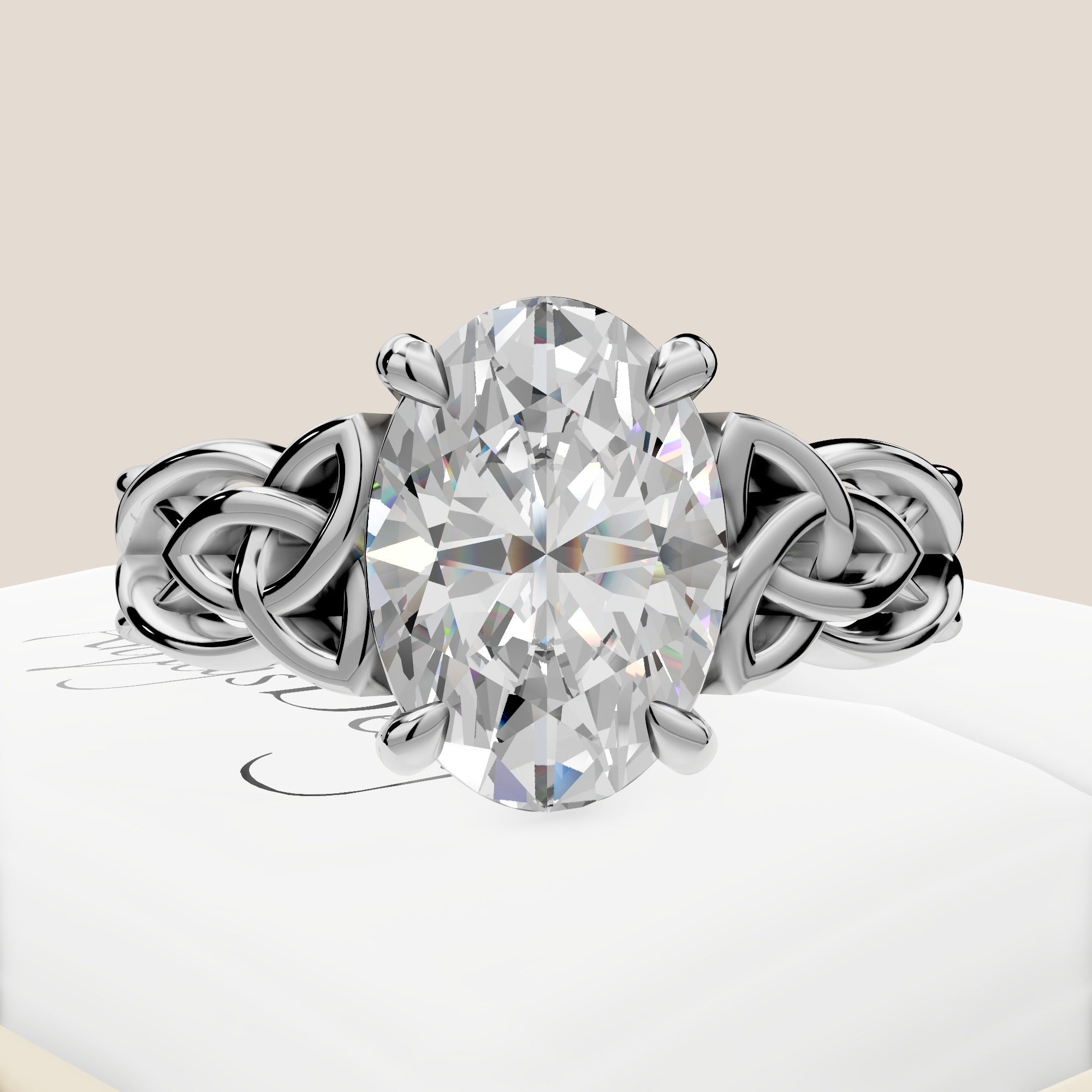 Celtic Engagement Ring Celtic Design 2 Carat Oval Lab Grown Diamond Twisted Irish Wedding Ring