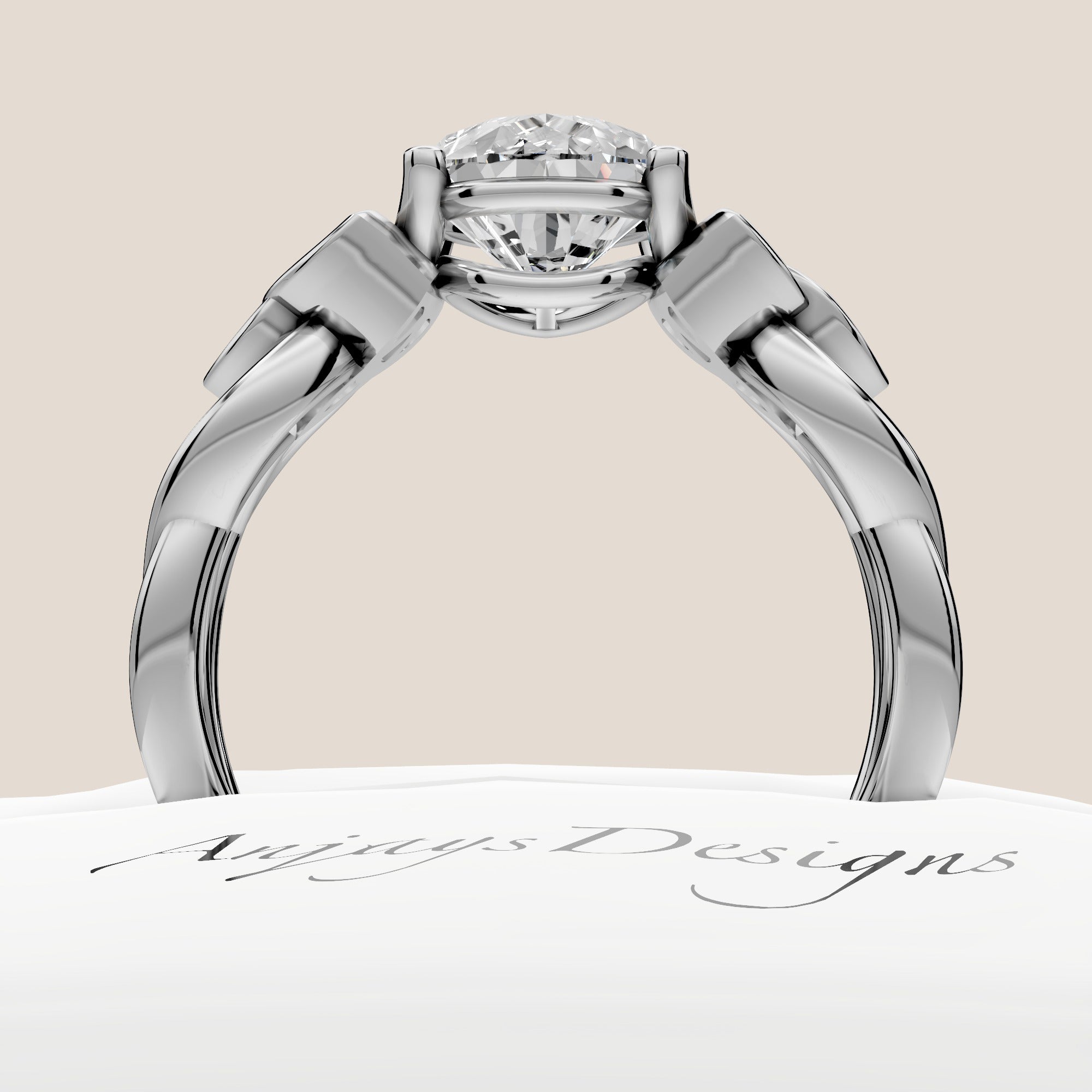 Celtic Engagement Ring 2 Carat Pear Cut Lab Grown Diamond Solitaire Ring