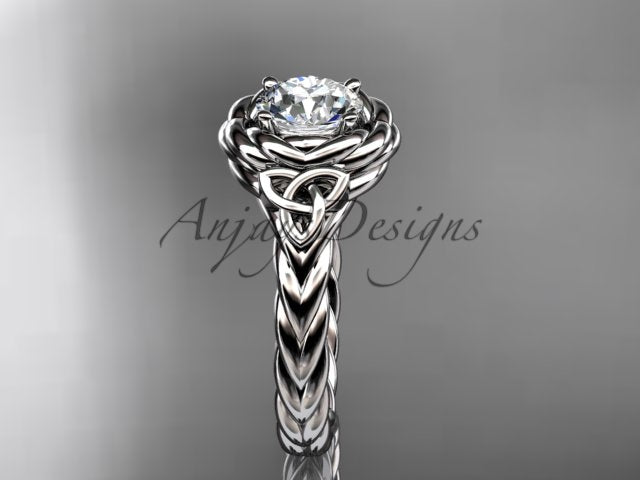 Twisted Band Rope Wedding Ring Celtic Round Lab Grown Diamond Solitaire Engagement Ring