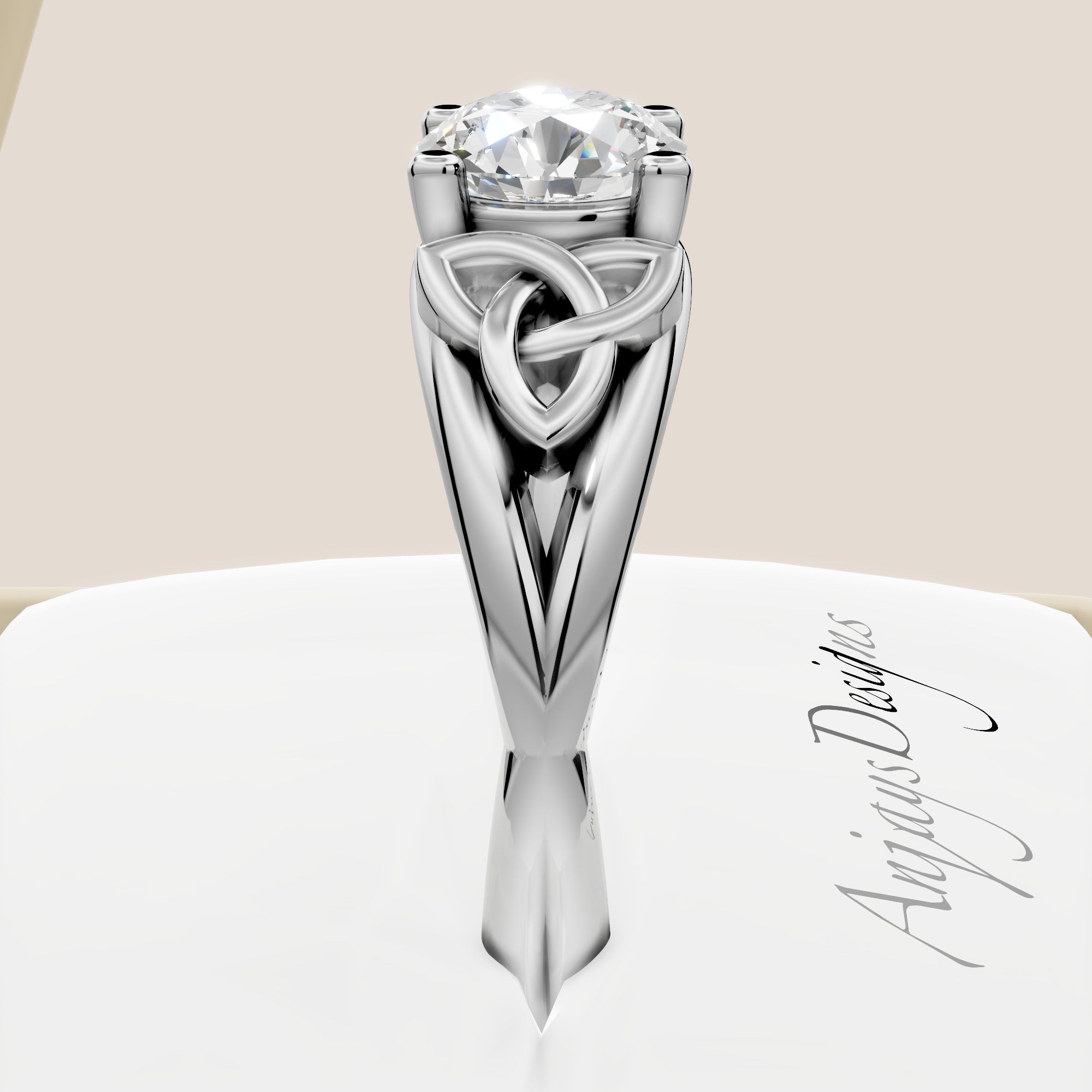 Dainty Celtic Engagement Ring IGI Certified 1 CT Round Lab Grown Diamond Wedding Ring - side view