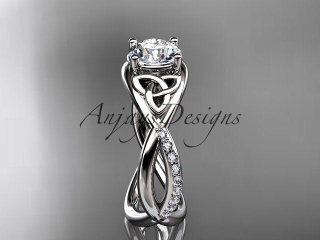 1 Carat Round Brilliant Lab Grown Diamond Celtic Ring Trinity Knot Engagement Ring 4 Prong IGI Certified