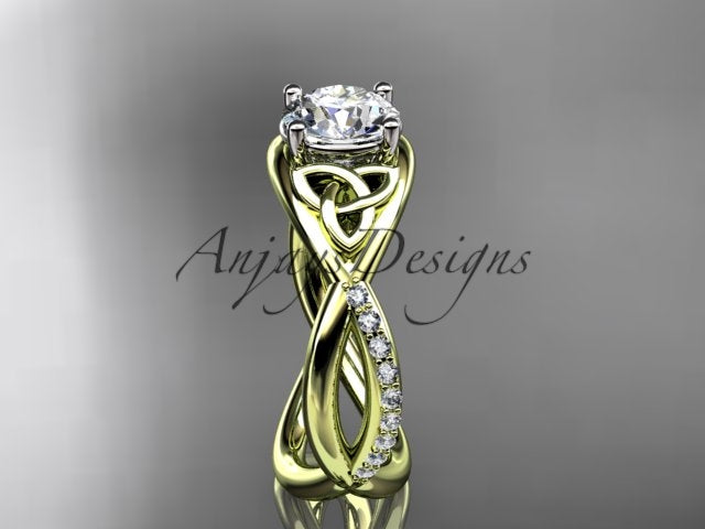 1 Carat Round Brilliant Lab Grown Diamond Celtic Ring Trinity Knot Engagement Ring 4 Prong IGI Certified