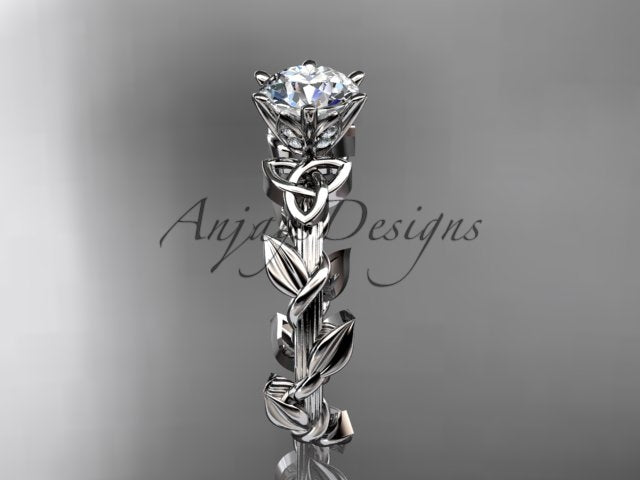Nature Inspired Celtic Engagement Ring 1 Carat Diamond Trinity Knot Nature Ring IGI - with certification