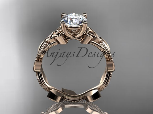 Nature Inspired Celtic Engagement Ring 1 Carat Lab Grown Diamond Trinity Knot Wedding Ring