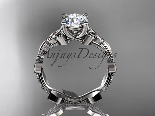 Nature Inspired Celtic Engagement Ring 1 Carat Lab Grown Diamond Trinity Knot Wedding Ring