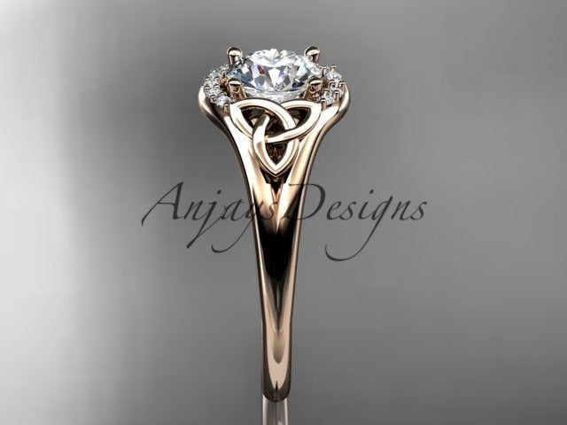 1 CT Round Lab Grown Diamond Halo Engagement Ring Celtic Trinity Knot Ring Round Cut CVD Diamond Ring