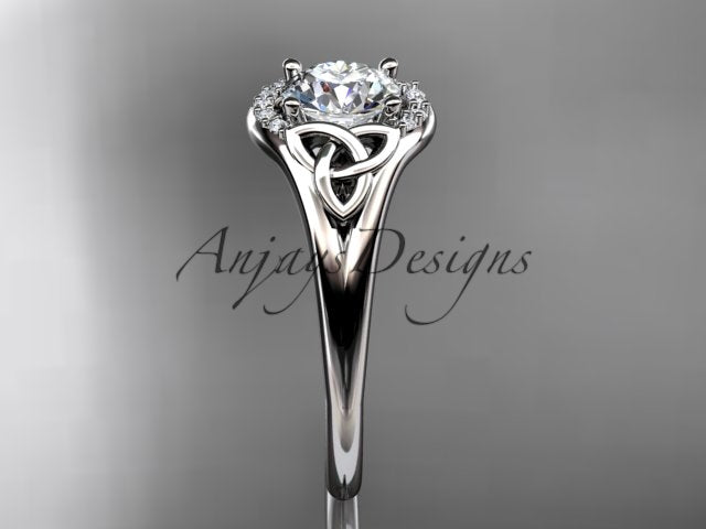 1 CT Round Lab Grown Diamond Halo Engagement Ring Celtic Trinity Knot Ring Round Cut CVD Diamond Ring