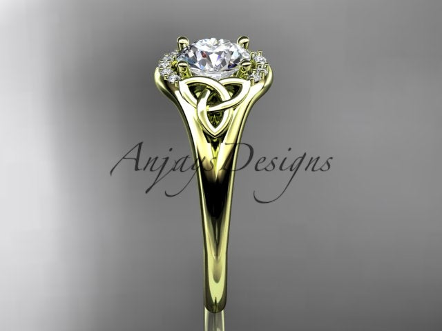 1 CT Round Lab Grown Diamond Halo Engagement Ring Celtic Trinity Knot Ring Round Cut CVD Diamond Ring