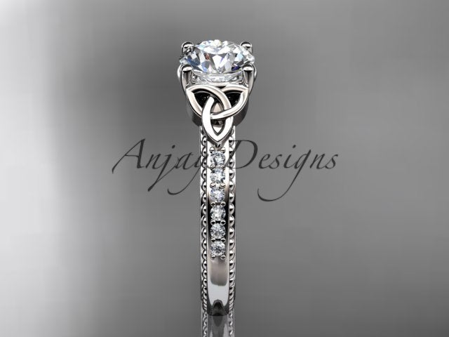 1 Carat D VS1 Round Brilliant Cut Lab Grown Diamond Celtic Engagement Ring Trinity Knot CVD Lab Created