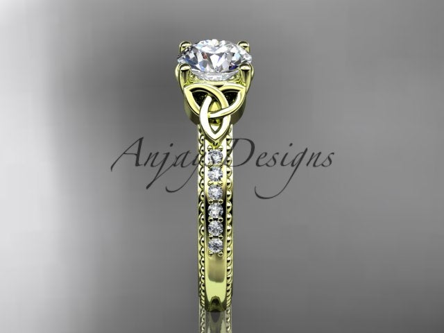 1 Carat D VS1 Round Brilliant Cut Lab Grown Diamond Celtic Engagement Ring Trinity Knot CVD Lab Created