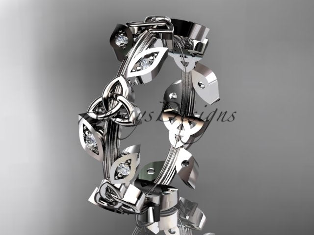 Celtic Wedding Band Nature Inspired Lab Grown Diamond Ring Celtic Knot Bridal Band