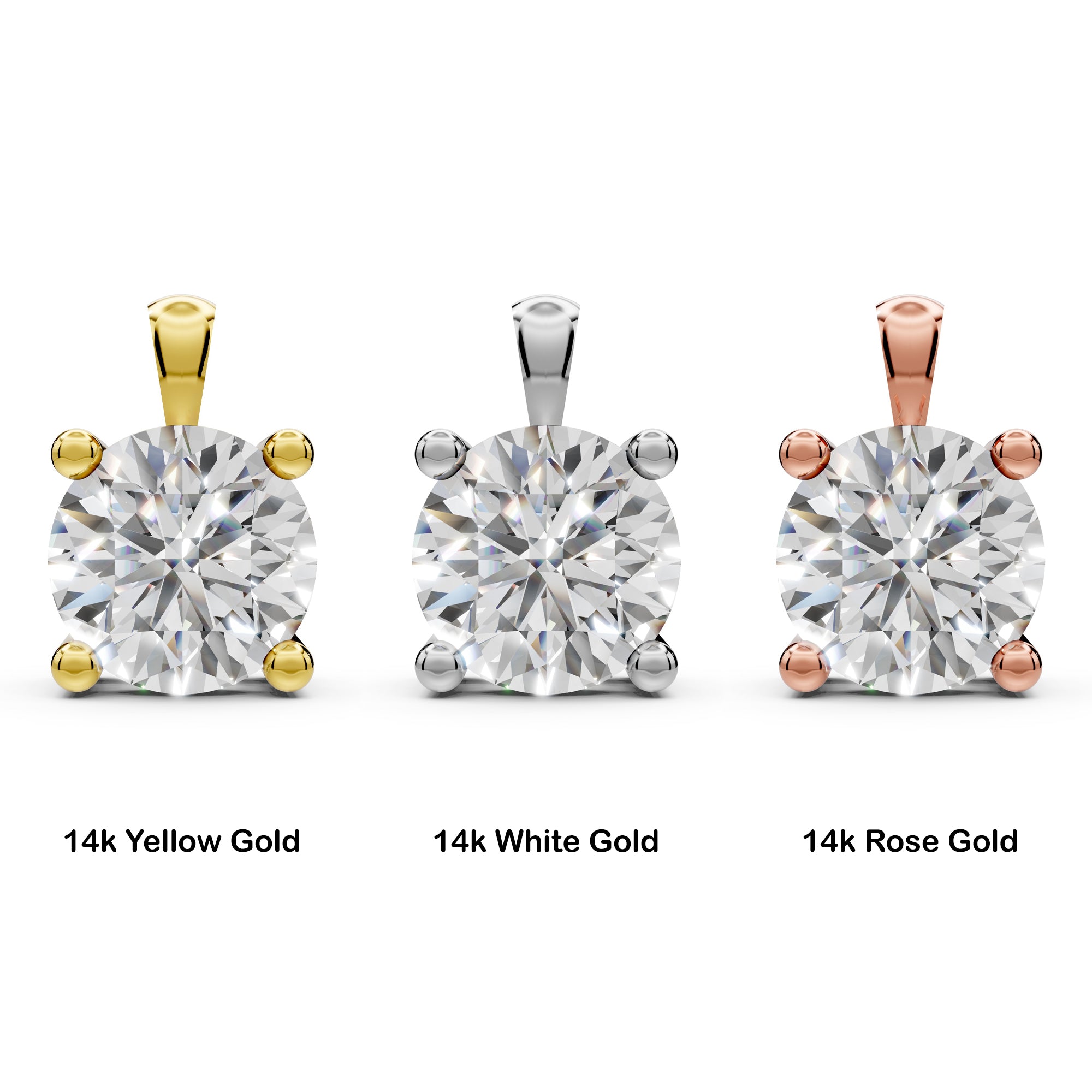 Lab Diamond Solitaire Pendant Round Cut Lab Grown Diamond Bridesmaid Pendant Solid 14K Gold Diamond Pendant Gift For Her