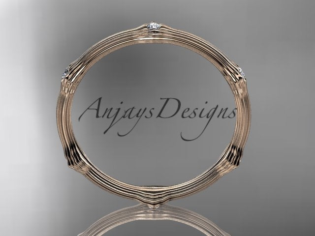 Petite Diamond Wedding Band Thin Wedding Band Nature Inspired Delicate Ring
